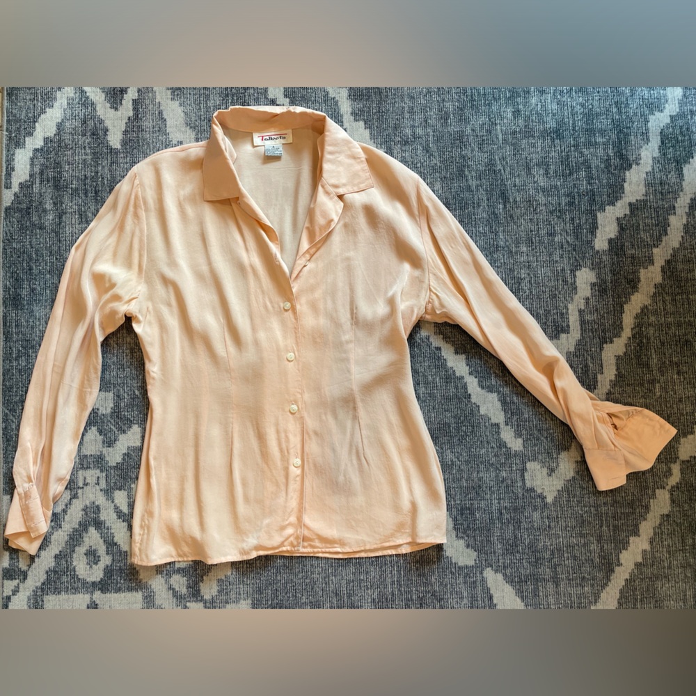 100% silk pink button up